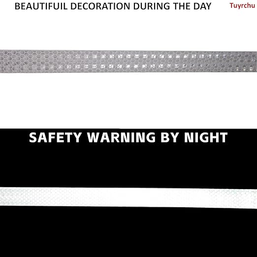 White Reflective Tape Outdoor Waterproof 1 inch Wide for Cars, High Visibility Safety Warning Adhesive Strips (66 feet, 10 Rolls)