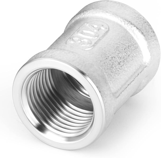 TAISHER 5PCS 304 Stainless Steel Cast Pipe Fitting, Coupling, 1/4" x 1/4" NPT Female Threaded