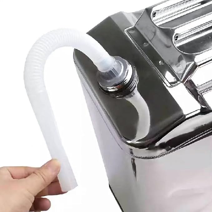 5 Gallon Metal Water Can 304 Stainless Steel Water Container with Flexible Spout/Nozzle System Pressure Relief Valve Safety Configuration for ATV UTV SUV MPV and Off Road Camping （20 Litre）