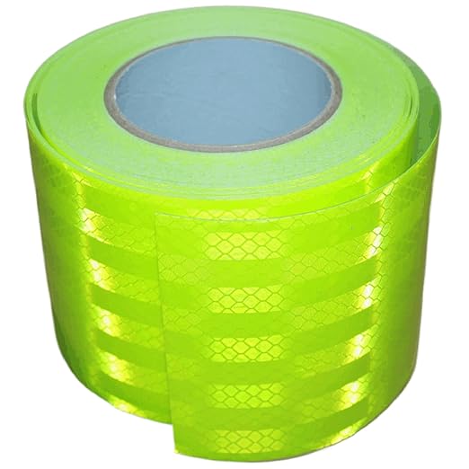Fluorescent Green Reflective Tape 4 inch Wide, Outdoor Waterproof Safety Caution Warning Adhesive Strips Tape (68 feet)