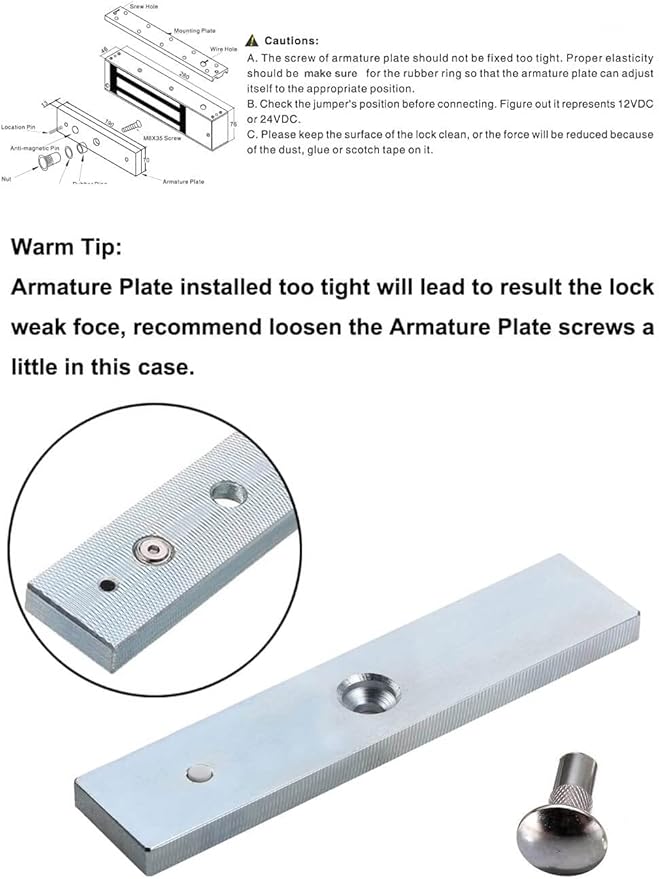 Electromagnetic Lock 1200LBS 500KG Holding Force Electric Magnetic Door Lock 12V Fail Safe NC Mode for Access Control System