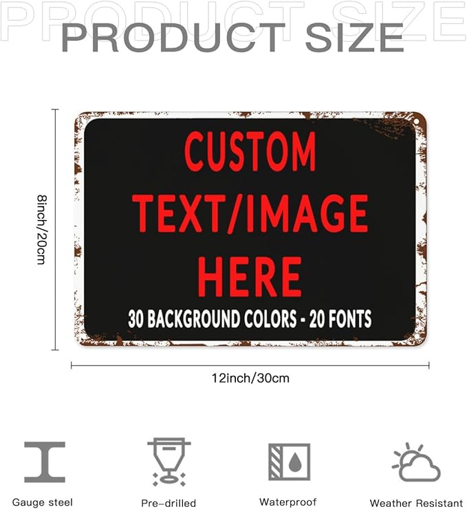 Custom Sign Personalized Custom Metal Sign, Customize For Office, Business, Workplace, Office, Home, Delivery Signs 8x12