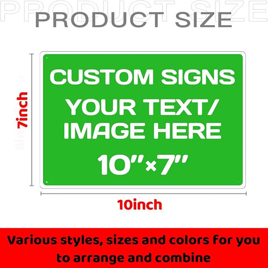 Personalized Aluminum Metal Signs - Weatherproof, Custom Text & Picture, Multiple Sizes, Hazard, Garden, Custom Door, Business Signs