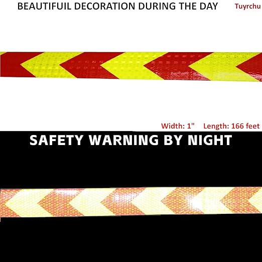 Industrial Reflective Tape 1 inch Wide for Trailer, Outdoor Waterproof High Visibility Safety Warning Adhesive Strips (166 feet)