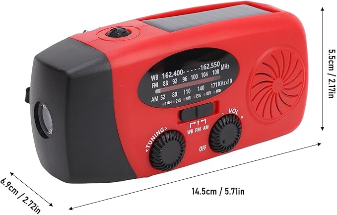 Zunate Emergency Weather Radio AM FM NOAA WB with 2000mAh Power Bank, Solar Hand Crank Portable Radio with LED Flashlight for Camping Hiking Storms