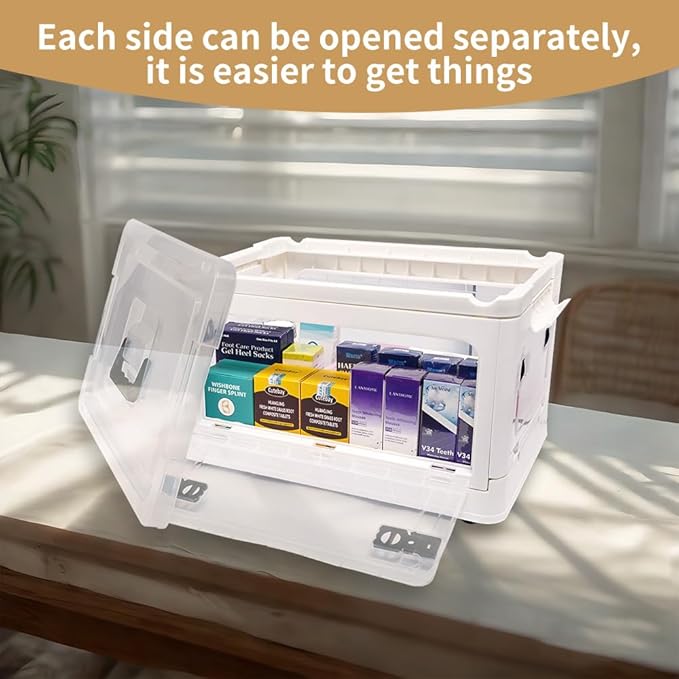 20QT Medicine Organizer Box - Medicine Storage Containers,Medicine Box with Handles Transparent Medicine Containers, Suitable for Home and Office