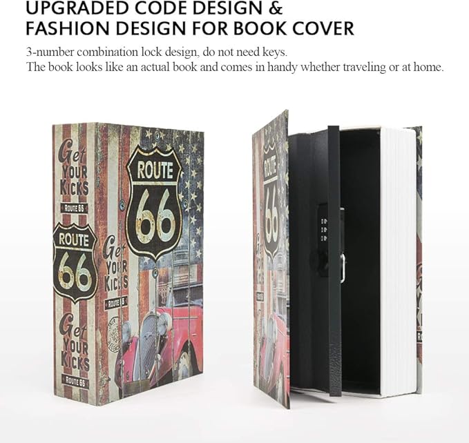 KYODOLED Hidden Metal Lock Box,Diversion Book Safe with Combination Lock,Money Hiding Box,Collection Box,9.5" x 6.2" x 2 .2",USA