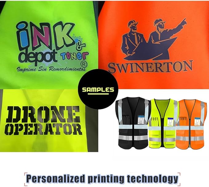 YOWESHOP High Reflective Visibility Safety Vest Custom Your Logo Safety Workwear with Reflective Strips and Pockets