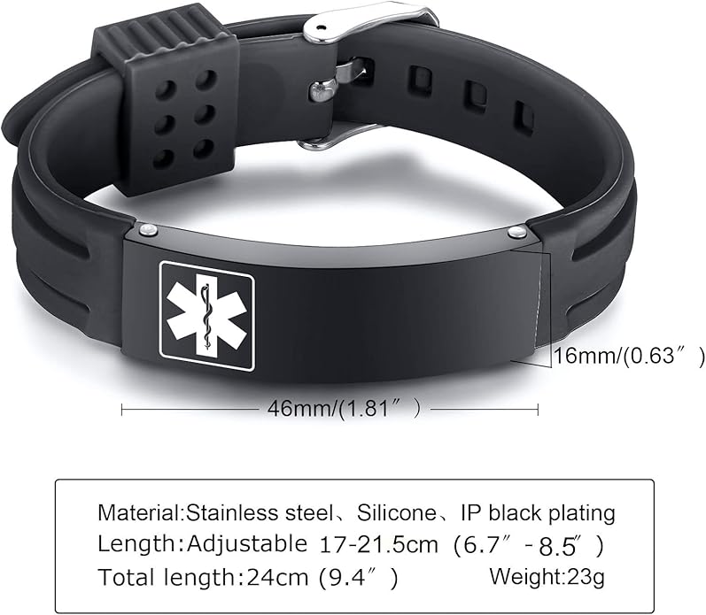 VNOX Medical Alert Bracelets for Men & Women Kids with Free Engraving Adjustable Stainless Steel Mesh Emergency Medical ID Bracelets Wristband