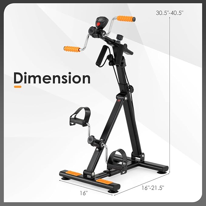 Goplus Pedal Exerciser for Seniors, Hand Arm Leg and Knee Therapy Peddler, Exercise Bike w/ Adjustable Resistance, LCD Monitor, Hands and Feet Massage, Home Recovery Fitness Machine for Elders