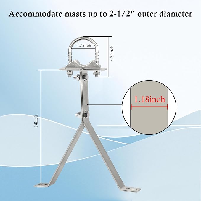 XRDS-RF Antenna Wall Mount 14 Inch Heavy-Duty Stand Off Wall Mast Mount Windproof Antenna Mounting Bracket for TV Antenna Mast (2-Leg + 2-Leg)