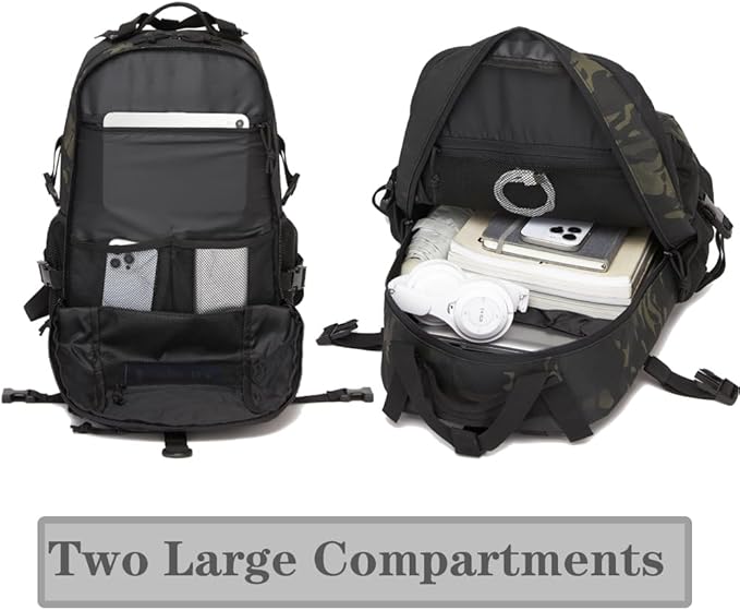 Military Tactical Backpack For Men Laser-Cut Molle Daypack 3 Day for Hiking,Working,Travel (black camo)