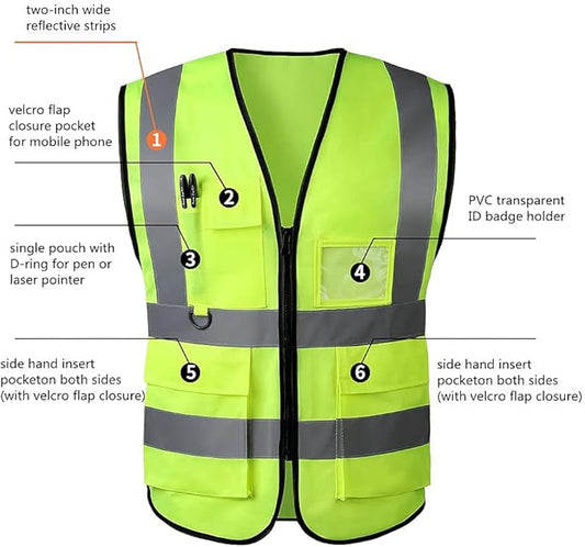 Tydon Guardian Reflective Safety Vest for Women Men High Visibility Security With Pocket Zipper Front Meet ANSI/ISEA Standard