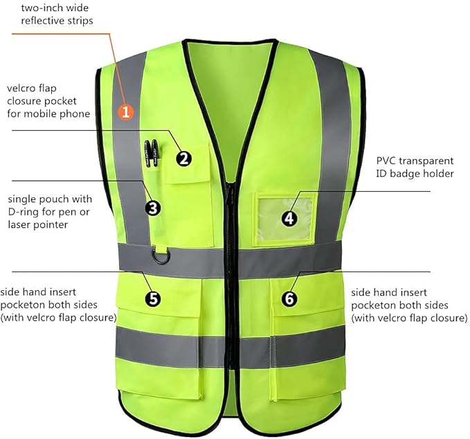 Tydon Guardian Reflective Safety Vest for Women Men High Visibility Security With Pocket Zipper Front Meet ANSI/ISEA Standard