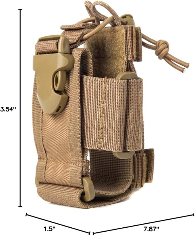 LUITON Tactical Molle Radio Pouch - Heavy Duty Holster Bag for Two-Way Walkie Talkies (Tan)