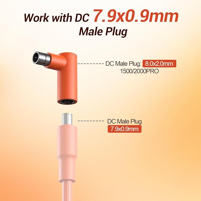 14AWG DC7909 Solar Panel Extension Cable Compatible,Solar Charging Cord Female to Male with DC8020 Power Adapter (DC7909 to DC8020 Adapter)