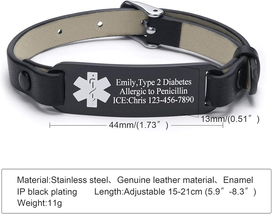 VNOX Medical Alert Bracelets for Men & Women Kids with Free Engraving Adjustable Stainless Steel Mesh Emergency Medical ID Bracelets Wristband
