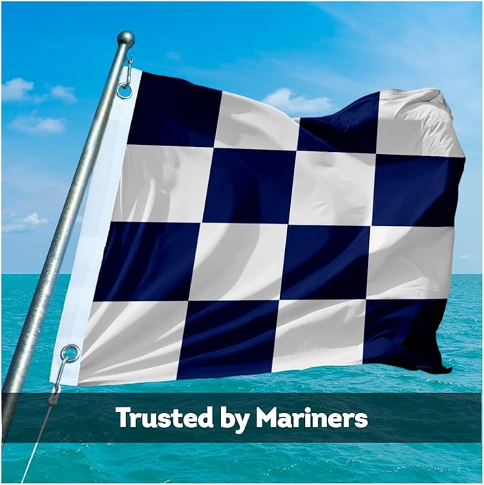 AGAS November Code N Marine Signal 4x6 Ft Flag - Printed 200D Nylon - Canvas Header - Brass Grommets - Colorfast & Stitched Edges - Nautical Boat Flag - Naval Code Signal Flag.