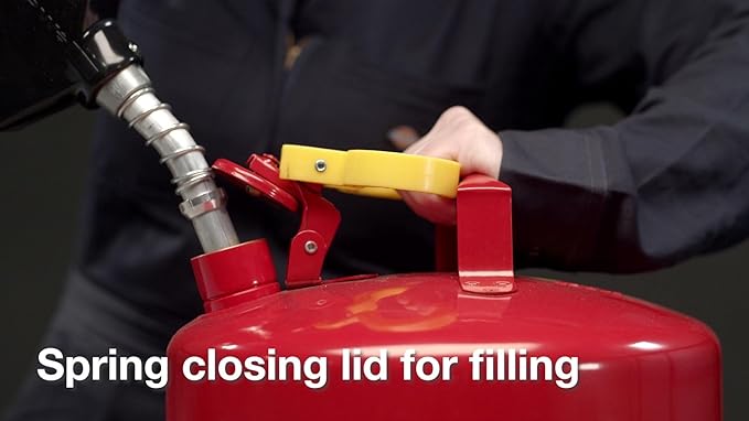 Eagle 1 Gallon Type I Red Safety Gas Can for Gasoline with Flame Arrester, Self-Closing Lid, and F-15 Funnel, Made in the USA, Galvanized Steel Flammable Storage Can, UI10FS
