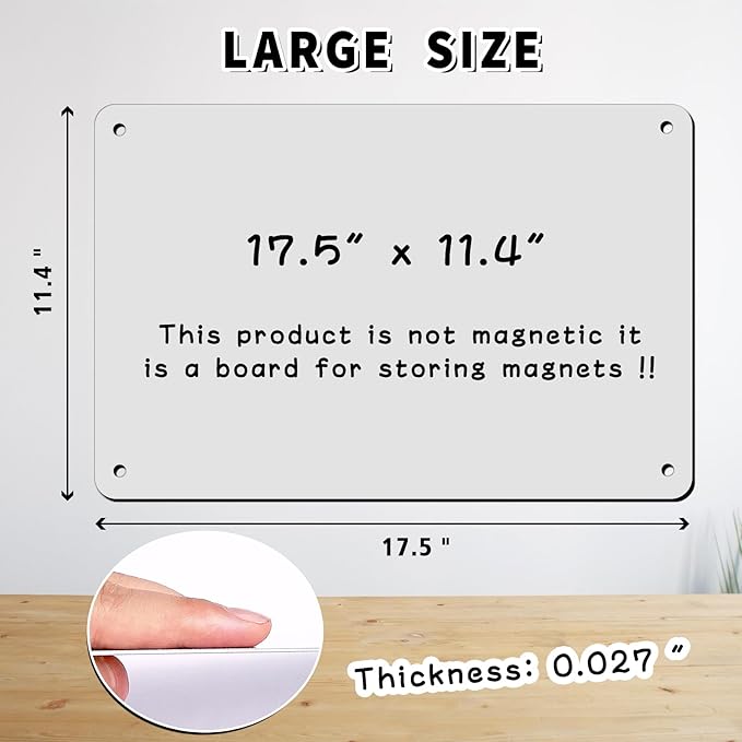 Magnetic Board 17.5" x 11.4" Magnet Bulletin Board is Suitable for displaying Notes, Photos,Magnetic Letters,Suitable for Walls, refrigerators, cabinets, etc