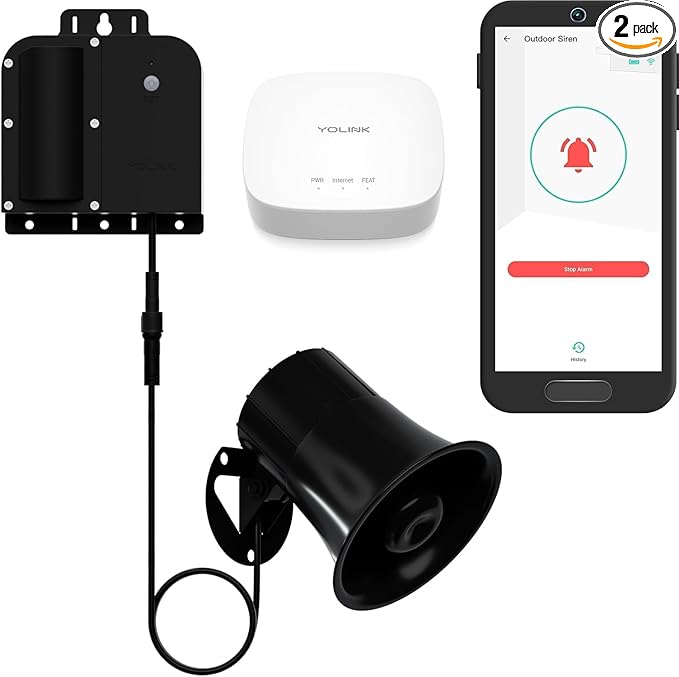 YoLink X3 Version Outdoor Alarm Controller, Ruggedized Battery-Powered Siren/Alarm/Relay Controller, Up to 1/4 Mile Open-Air Range, 110dB Siren, Alexa Assistant, Google, IFTTT, Hub Included