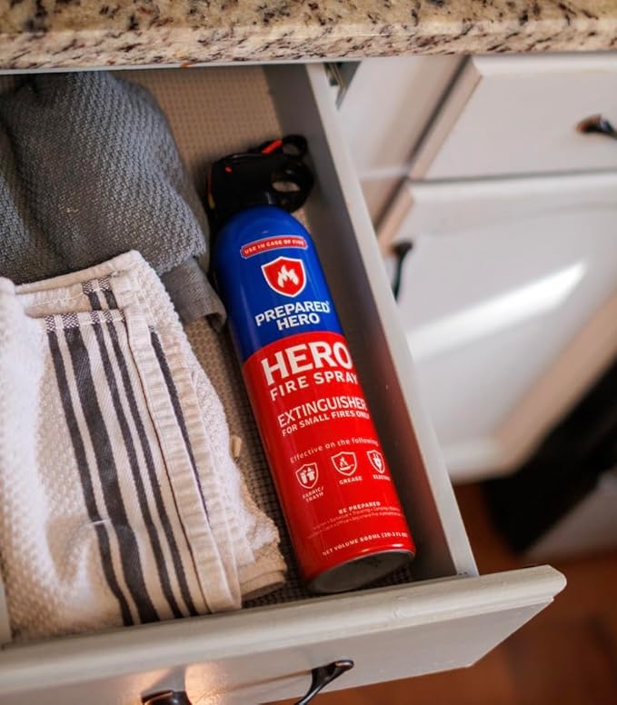 Prepared Hero Fire Spray - Mini Fire Extinguishers for House, Car, Garage - Kitchen Small Fire Extinguisher for Home, 100% Organic - Compact, Portable & Easy to Use, Non-Toxic - 1 Pack