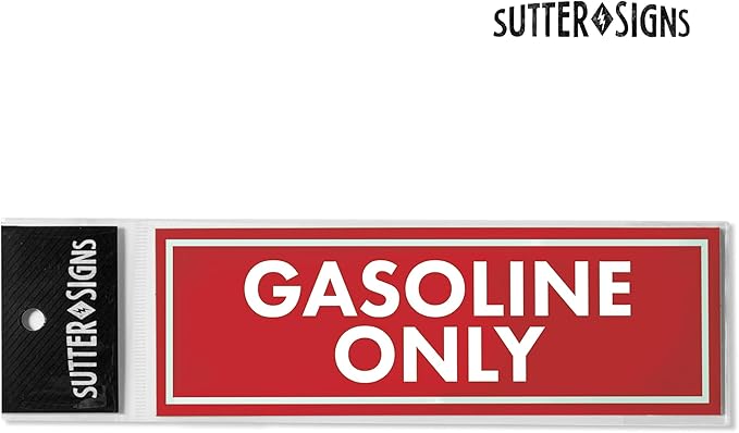Sutter Signs 3pc Gasoline Only Stickers for Fuel Tank | Weatherproof Adhesive Decals for Trucks, Tractors, Fuel Cans, Gas Caps