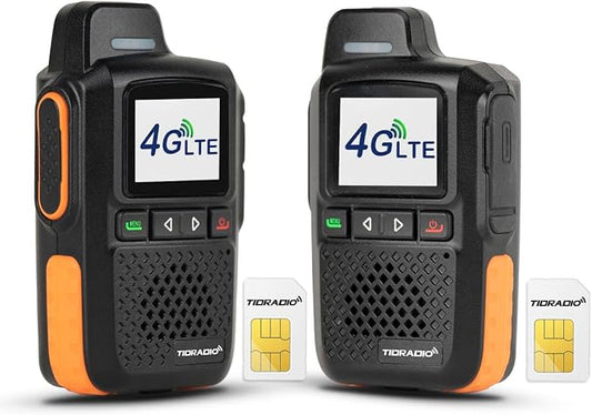 TIDRADIO Global Rapid Walkie Talkies Unlimited Range 4G LTE PoC(Push-to-Talk Over Cellular) Radios Nationwide PTT Long Range Two Way Radio for Family,Company,Logistics 2 Pack TD-M13 with SIM Card
