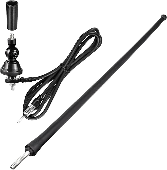 Marine Boat Radio Antenna Waterproof 16 Inch, Rubber Duck Dipole Flexible Mast FM AM Antenna for Boat Radio Car ATV UTV RZR SPA