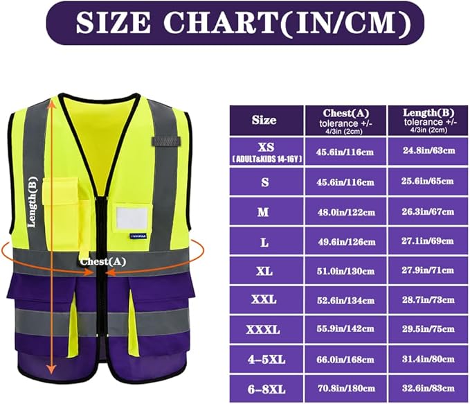 safety vest purple and yellow