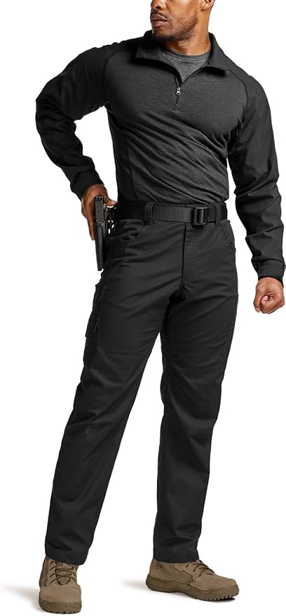 CQR Men's Combat Shirt Tactical 1/4 Zip Long Sleeve Military BDU Shirts Camo EDC Top with Pockets