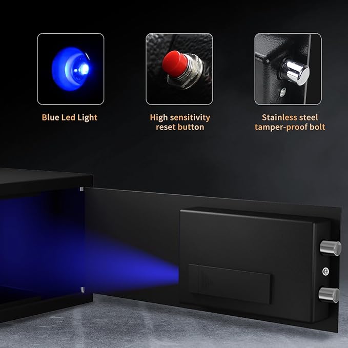 Fire Resistant Safe Box with Fireproof Waterproof Bag and Sensor Light,0.7 Cubic Feet Money Safe with Emergency External Power Supply,Electronic Digital Security Safe
