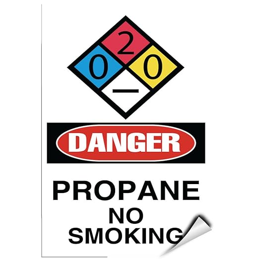 Danger Propane No Smoking Danger Hazard Sign Flammable LABEL DECAL STICKER 9 inches x 12 inches