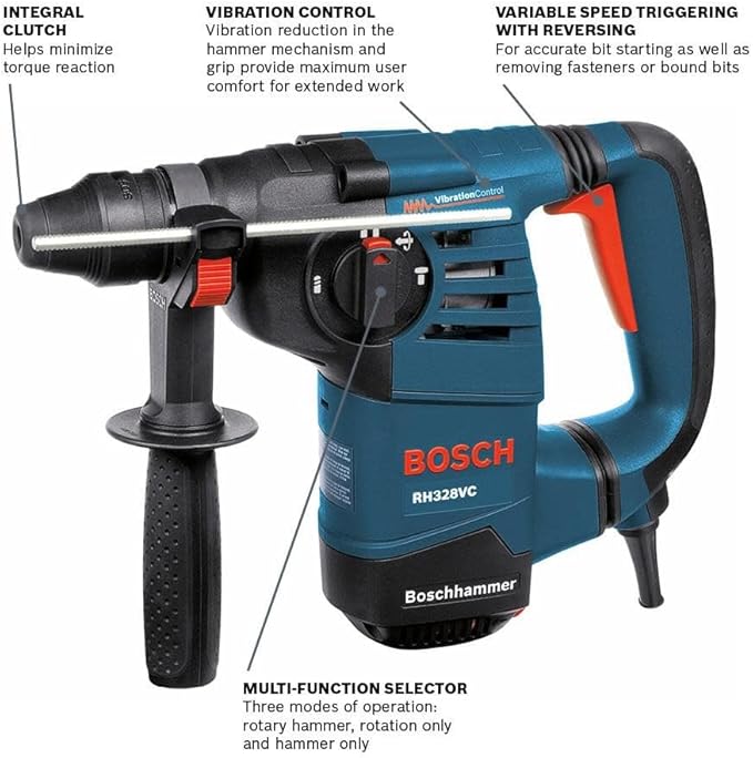 BOSCH RH328VC 1-1/8 Inch SDS-plus Rotary Hammer with Variable Speed, Vibration Control