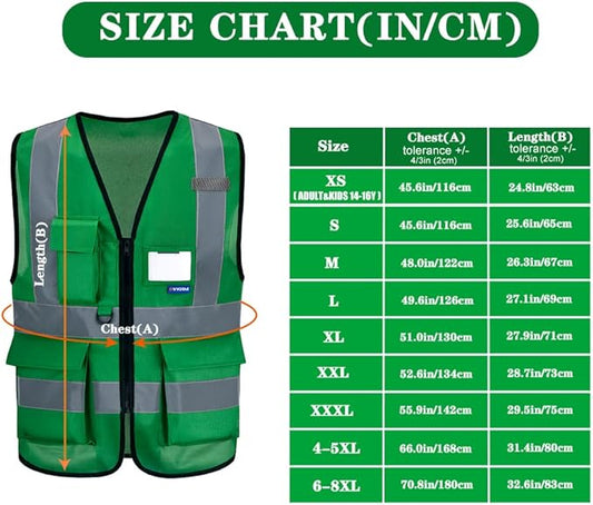 3xl green safety vests reflective
