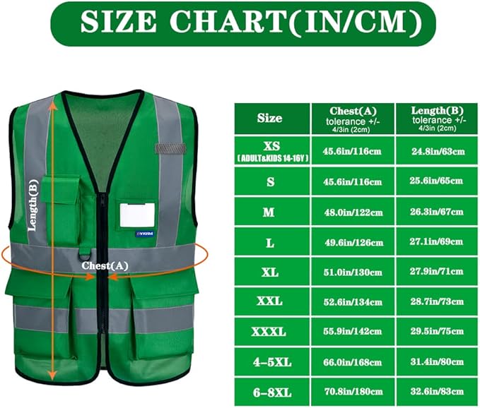 A-SAFETY 6XL 7XL 8XL plus size green safety vest big and tall