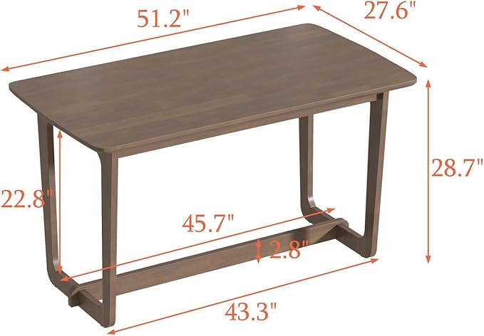 MOUMON Writing Desk, 51.2” Small Computer Desk for Home Office, Wood Study Table Craft Desks for Living Room Bedroom, Round Edge, Brown, 27.6”D x 51.2”W x 28.7”H