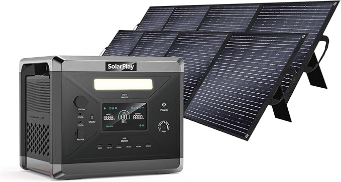 SolarPlay Portable Power Station (4800W Peak), 2400W/2160Wh Large Capacity Solar Generator with 2x200W Solar Panel, BMS Emergency Power Station for Home, Camping, Outdoor Battery Backup