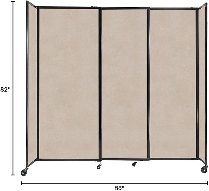 Versare Straightwall Sliding Portable Wall Partition | Freestanding Office Dividers | Locking Wheels | Temporary Room Separator | 7'2" Wide x 6'10" Tall Beige SoundSorb Panels