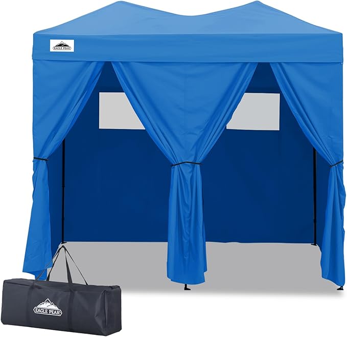 EAGLE PEAK Outdoor Changing Room 8x4, 2 Room Pop Up Portable Changing Room, Sun Shelter, Pop Up Changing Tent for Beach or Pool,Portable Dressing Room for Photoshoots (Light Blue)