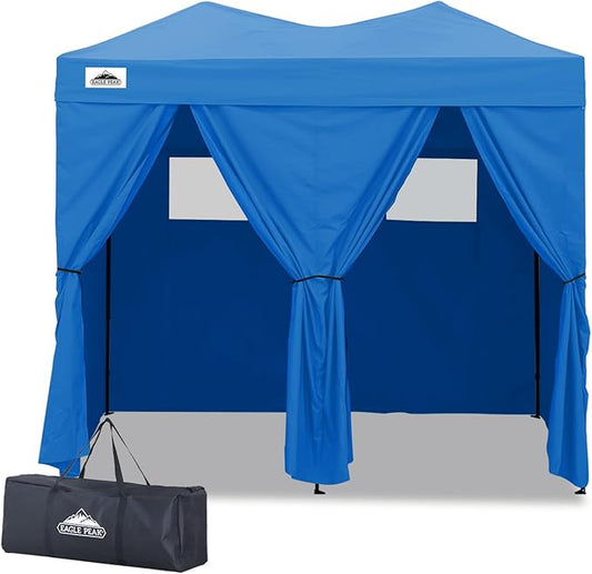 EAGLE PEAK Outdoor Changing Room 8x4, 2 Room Pop Up Portable Changing Room, Sun Shelter, Pop Up Changing Tent for Beach or Pool,Portable Dressing Room for Photoshoots (Light Blue)
