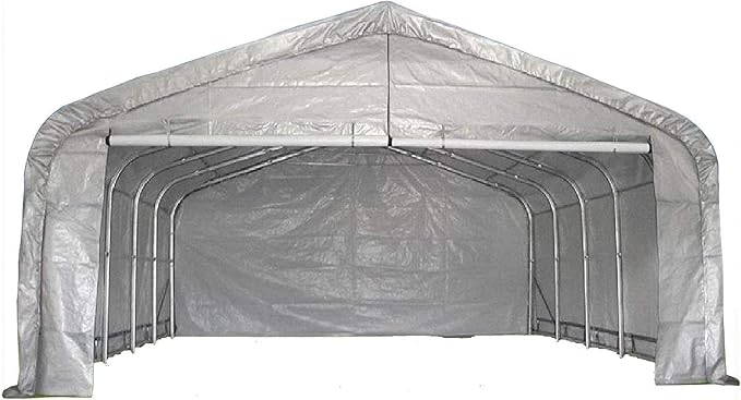 DELTA 20'x22' Heavy Duty Carport with Zipper Doors – Galvanized Steel Frame & Waterproof PE Cover, UV-Resistant, Grey Portable Garage Canopy Shelter (20'x22' Grey)