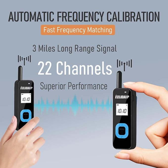 T-M1 Super Mini Walkie Talkie for Adults,Portable Two Way Radios with Earpiece,Small 2 Way Radio for Restaurant, Workplace,Outdoor Sport,Hotel,Tourism,Skiing, Hiking,Supermarket,Black 2 Pack