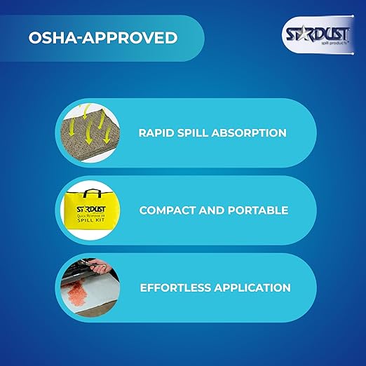 Stardust Spill Products D715 Quick Response II Spill Kit Includes Yellow Duffle, 15 Universal Sorbent Pads, 2 Universal Sorbent Socks 3"x4', 4 Disposal Bags, Nitrile Gloves