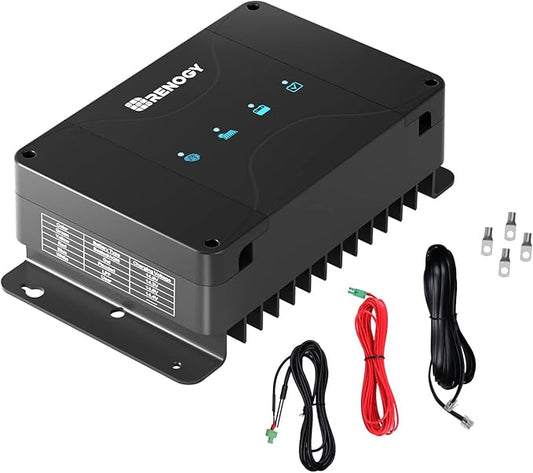 Renogy 12V 50A DC to DC Battery Charger with MPPT, On-Board Battery for Gel, AGM, Flooded and Lithium Batteries, Using Multi-Stage Charging, Solar Panel and Alternator