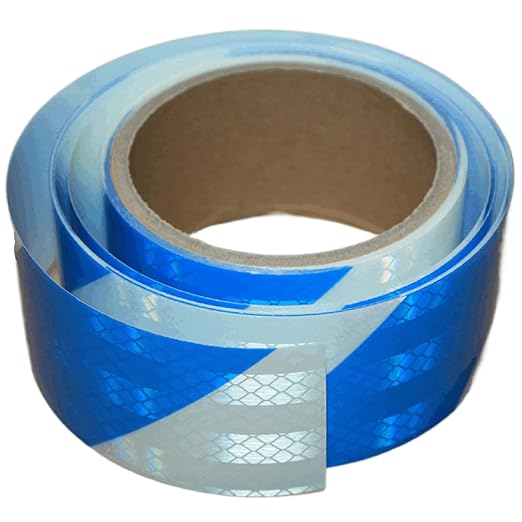Blue White Reflective Tape 2 inch Wide for Cars, Outdoor Waterproof High Visibility Safety Warning Adhesive Strips (10 feet)