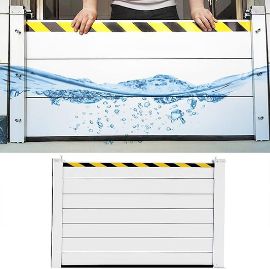 Basement/Garage Door/Home/Doorway Flood Protection Barriers, 2/3/4/5/6/7/8/9/15/18/20/23ft Reusable Detachable Aluminum Flood Panel Shield, Tall Water Prevention System(H 4.6ft(140cm),17.5ft(5