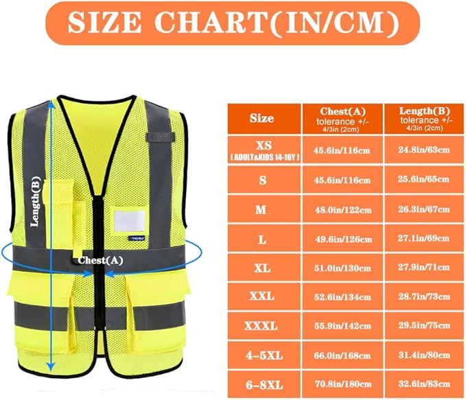 A-SAFETY High Visibility Mesh Safety Reflective Vest with Pockets and Zipper,Hi Vis Viz Reflective Safety Vest(Yellow Mesh XXL)