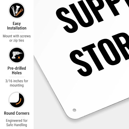 Notice Emergency Supply Storage Sign, 10x14 Inches, 55 mil Thick HDPS (high Density polystyrene), Made in USA by Sigo Signs