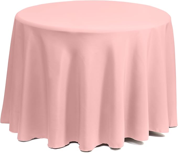 Gee Di Moda Pink Round Tablecloth - 108 Inch, Heavy Duty, Machine Washable, Wrinkle Resistant, Ideal for 48 to 72 Inch Round Tables, Perfect for Buffet, Holidays, Dinner, Wedding & Baby Showers
